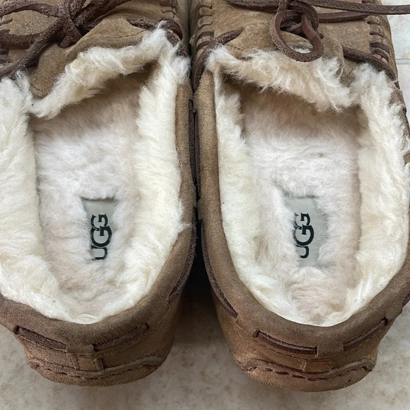 Ugg Australia Women Slippers Size 6 Moccasin Shoes Winter Soft Warm Furry Brown - Picture 5 of 14